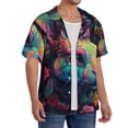 thumbnail image 2 of Fotbe Colorful Patterned Rabbit Camisa Estampada de Manga Corta para Hombre, Casual de Verano, Estilo Playero, Sin Arrugas-Small, 2 of 5