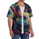 thumbnail image 2 of Fotbe Colorful Patterned Rabbit Camisa Estampada de Manga Corta para Hombre, Casual de Verano, Estilo Playero, Sin Arrugas-3X-Large, 2 of 5