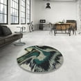 thumbnail image 4 of Ahgly Company Machine Washable Indoor Round Transitional Charcoal Black Area Rugs, 8' Round, 4 of 7