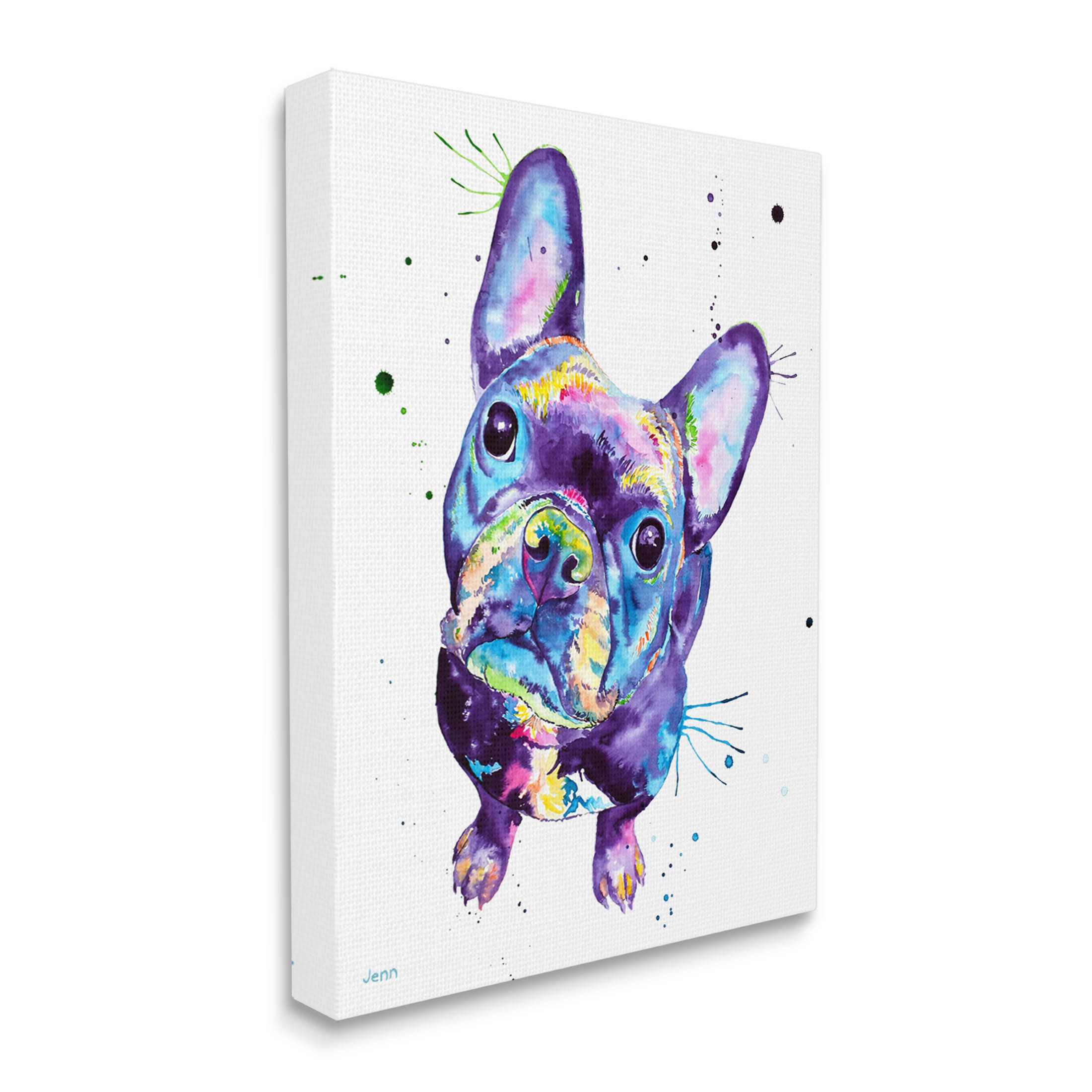French Bulldog Purple Hued Dog Animals & Insects Graphic Art Gallery Wrapped Canvas Print Wall Art