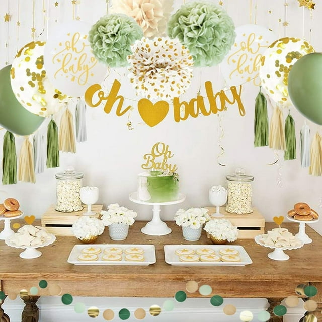Decoración de baby shower BuyWeekMX juego de decoración de fiesta verde