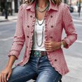 thumbnail image 6 of Plaid Jackets for Women Ruffled Fashion Fall Winter Jacket Button Open Front Cardigan Outwear Casual Loose Business Office Jacket, 6 of 9