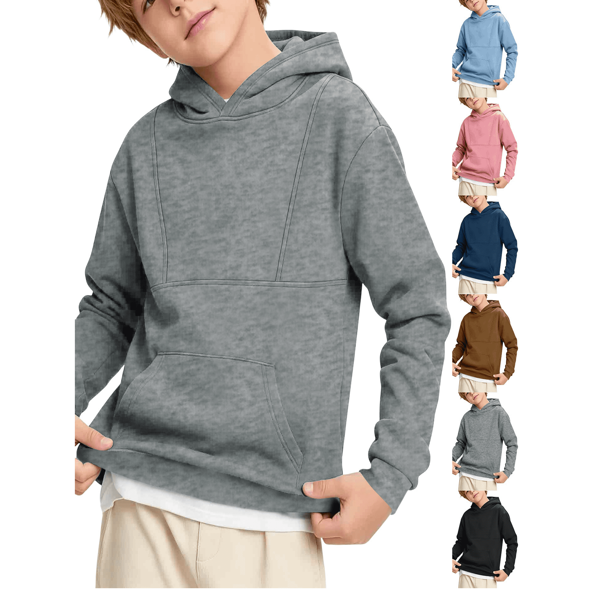 Boys Hoodies Sweatshirts Casual Long Sleeve Basic Pullover Sweatshirt Hooded Fall Clothes with Pockets