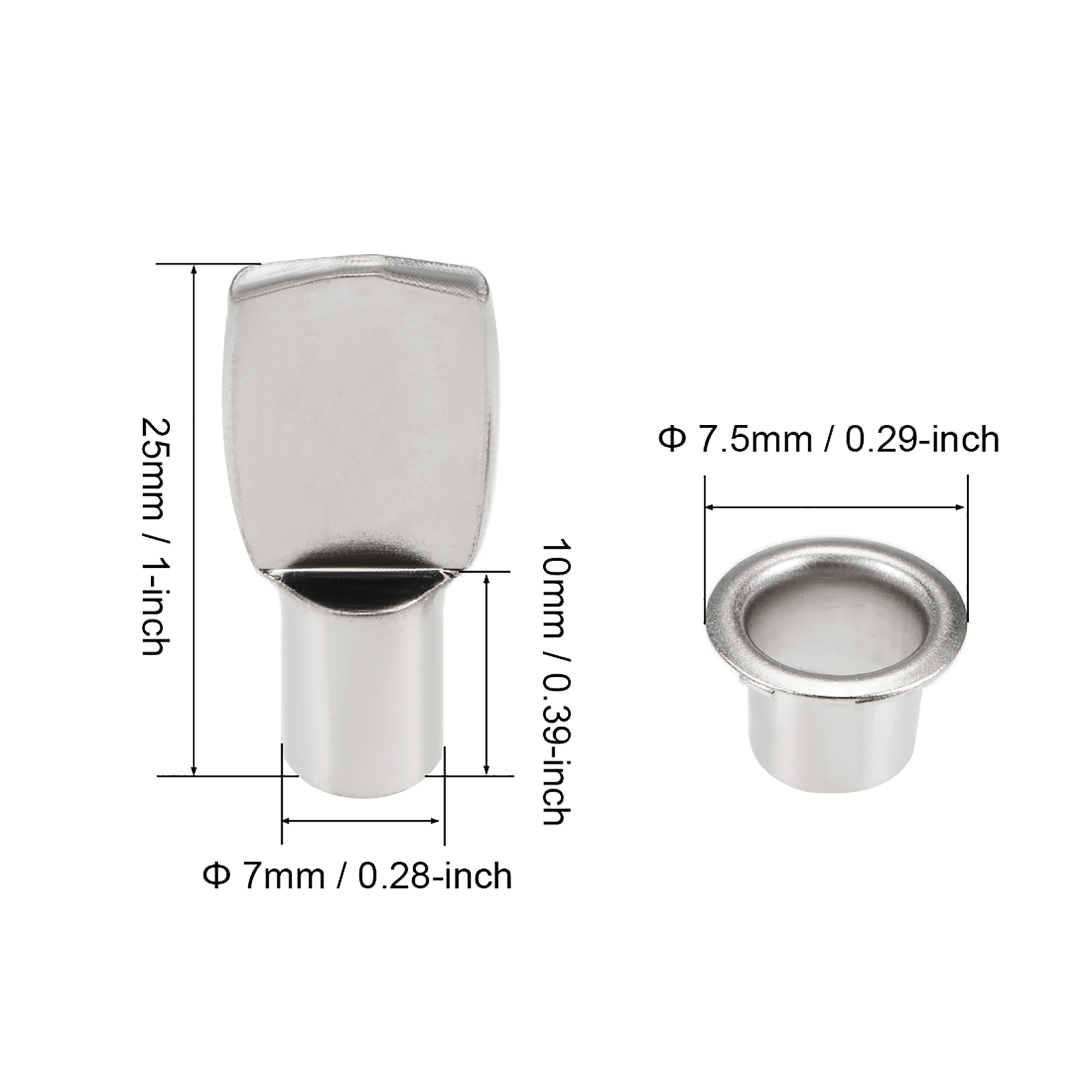 Unique Bargains Shelf Bracket Pegs 7x25mm Nickel Plated Flat Spoon Shape Shelf Holder Support Pins with Mounting Nuts 100Pcs
