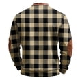thumbnail image 3 of Domuza Sweatshirts for Men Vintage Plaid Quarter Zip Up Stand Collar Sweater Spring Fall Long Sleeve Casual Loose Fit Comfy Pullover Top Khaki M, 3 of 3