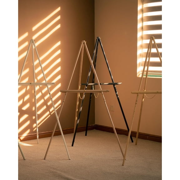 3 Pcs 63" Wooden Easel Stand for Sign, Dual-use Adjustable Height, Wood Floor Display Easel for Wedding, Welcome Board, Poster, Picture, Photo- White