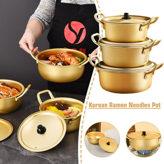 QHUDLV Korean Ramen Noodles Pot Aluminum Korean Drama Soup Pot with Lid Noodles Milk Heating Soup Pot Fast Cooking Noodle