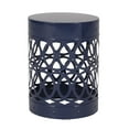 thumbnail image 2 of JERFIT 36 inch Outdoor End Table, Navy Blue Iron Accent Table with Modern Metal Cut-Out Design, No Assembly Required Patio Side Table for Garden, Poolside, Porch, 2 of 9