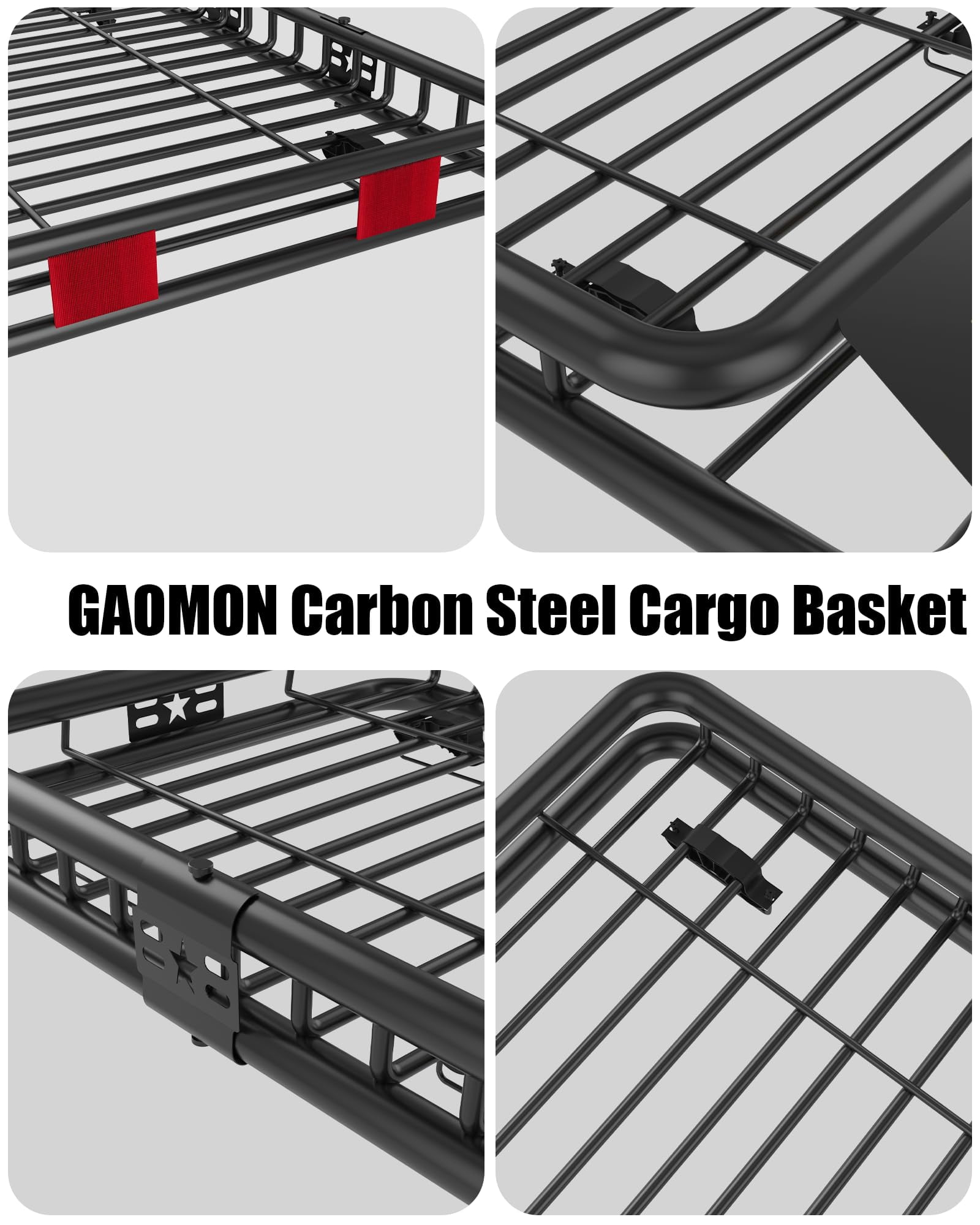 Roof Rack Rooftop Cargo Carrier Steel Basket, 200lbs Heavy Duty Motoring Roof Rack, Top Mount Universal Rack Carrier for SUV, Truck, Black Steel