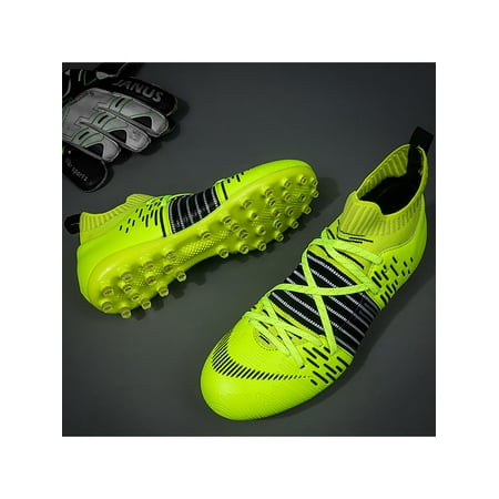 

Fangasis Women Men Soccer Cleats Ground Sneakers Breathable Football Shoes Kids Athletic Shoe Sports Non Slip Outdoor Long Cleats Fluorescent Green 8