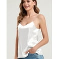 thumbnail image 3 of NeedBo Womens Silk Satin Tank Tops V Neck Camisole Sleeveless Blouses Basic Tank Shirt, White S, 3 of 7