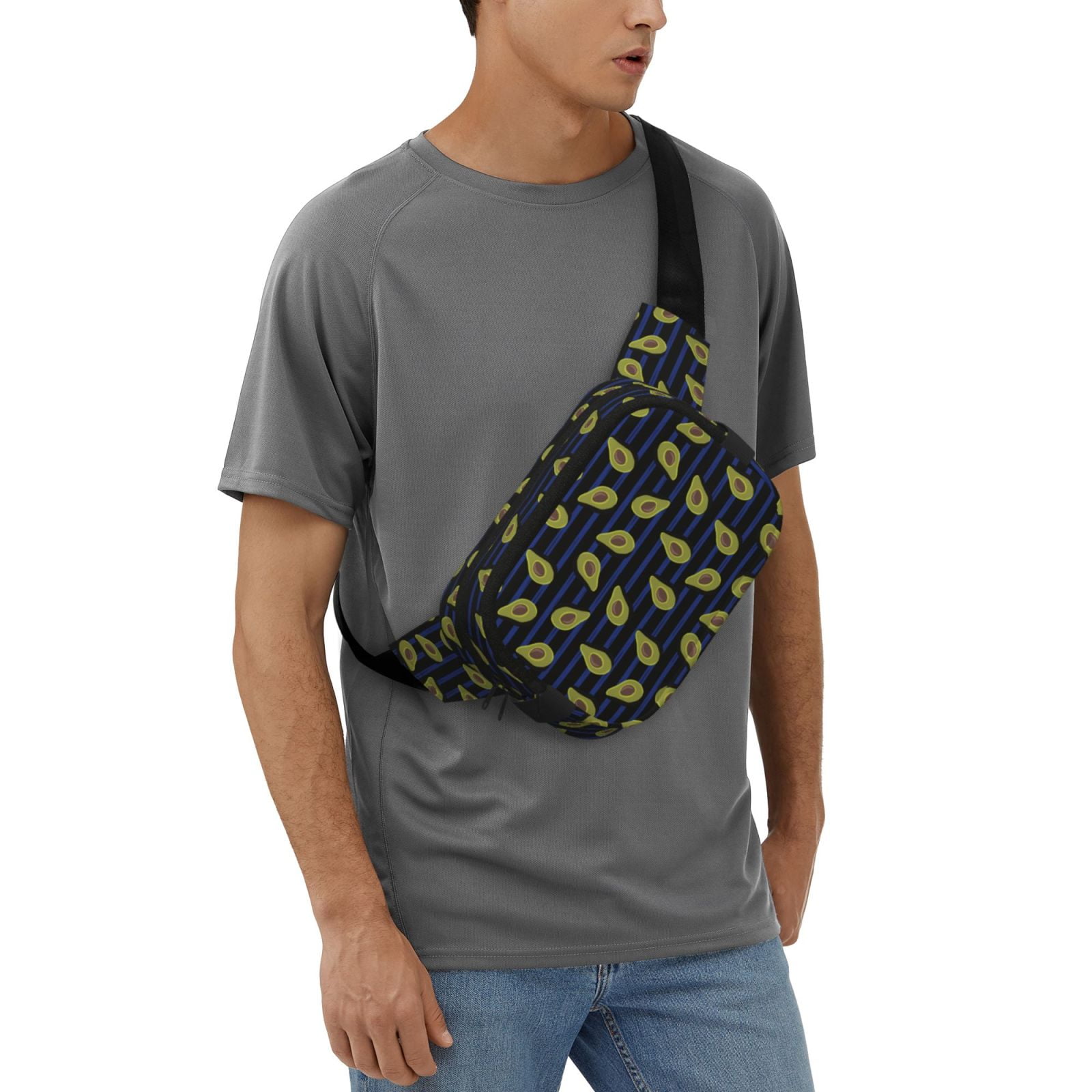 Picia Avocado Print Square Double-Layer Waist Bag Mini Adjustable Waist Belt Bag Exercise Running Travel Hiking
