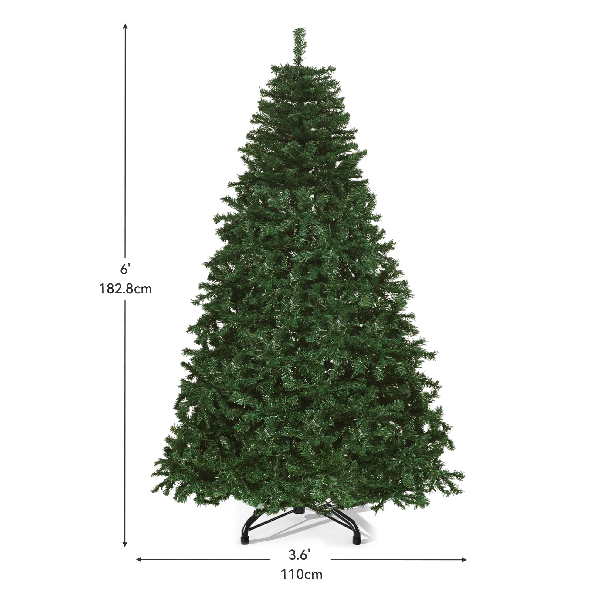 Uforic 6ft Pre-Lit Artificial Christmas Tree with 880 Tips and 250 Warm Lights for Home and Party