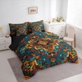 thumbnail image 3 of Homewish Western Tribal Aztec Twin Bedding Sets 7-Piece, Vintage Mandala Rustic Bedding Comforter Set, Teal Orange Triangle Reversible Sheet Sets, Lightweight Room Decor, 3 of 7