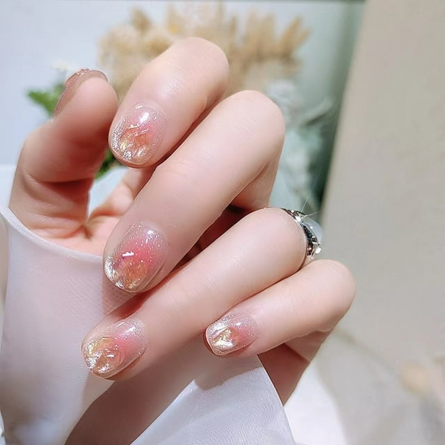 Recién llegado, con diseño de mariposa inteligente de platino y lentejuelas francesas, con perla blanca, desmontable, de lujo y ligero, para decoración de uñas
