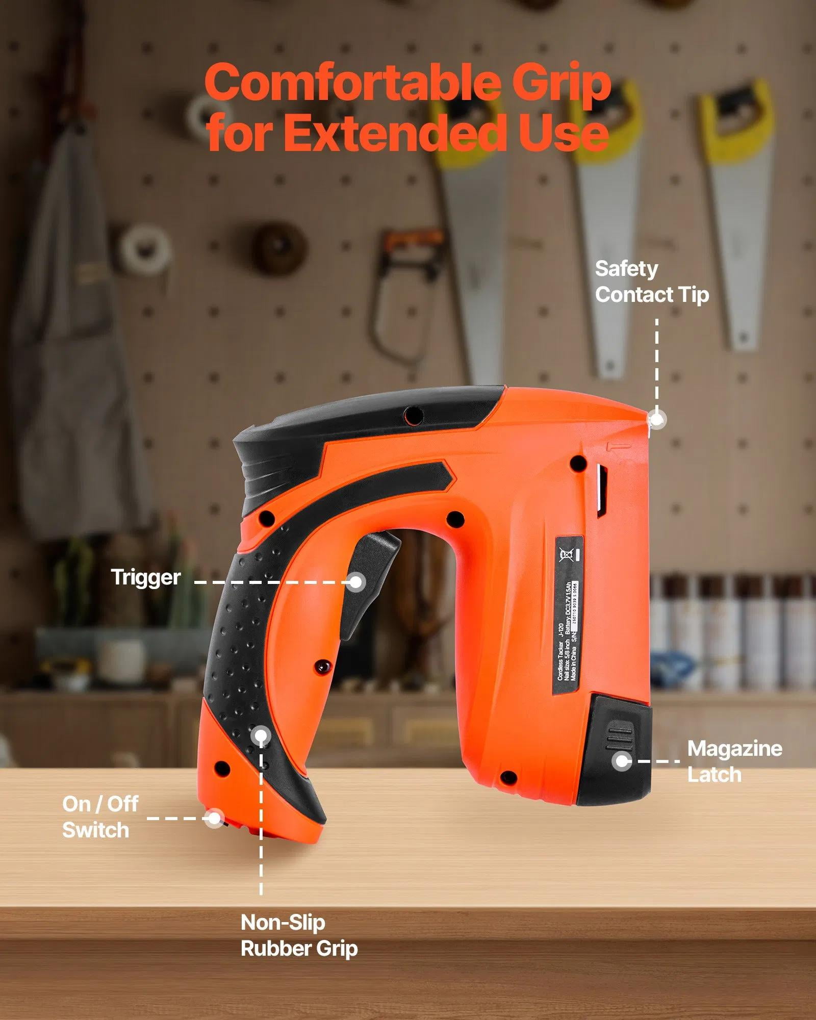 Cordless Brad Nailer, 2 in 1 Nail Gun Staple Gun with 1000 Pcs Staples and 1000 Pcs Nails, Non-Slip Rubber Grip for Woodworking, Carpentry and DIY Projects