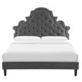 thumbnail image 6 of Modway Gwyneth Tufted Performance Velvet Twin Platform Bed in Charcoal, 6 of 10