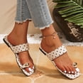 thumbnail image 4 of Women Polka Dot Square Toe Two Strap Slide Sandals Casual Summer Flat Shoes White 7.5, 4 of 9