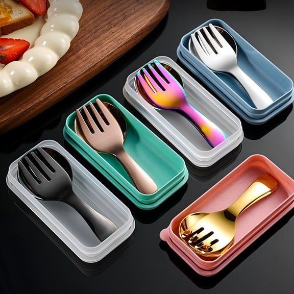 ACDANC 2026 New Reusable Travel Utensils Set with Case,Portable Spoons Cutlery,Ergonomic Handle Stainless Steel Tableware for Kids Adults Travel Picnic Camping Utensils