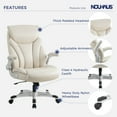 thumbnail image 5 of Nouhaus Big and Tall White High Back PU Leather Office Chair with Lumbar Support & Adjustable Flip-up Armrests for Home Office & Study Room, 5 of 11