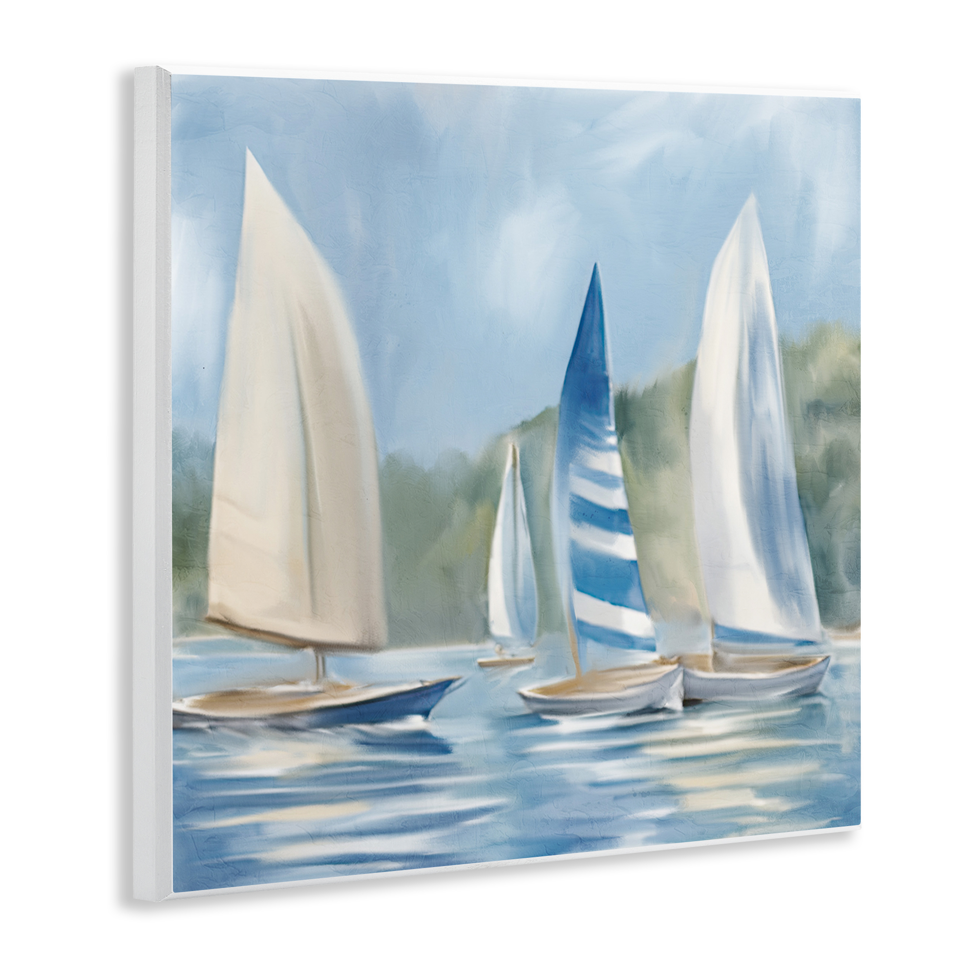 Stupell Industries Sailboat Day Painting Coastal Painting Unframed Art Print Wall Art, 12 x 12
