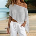 Breezora Women's Batwing Sleeve Crochet Knit Swimsuit Cover Up Semi ...