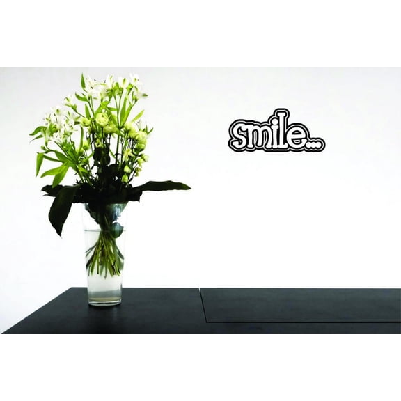 Smile Vinyl Wall Decal for Home - Be Happy Love Sign Joy The Life Joy Cute Wall Decal Bedroom Living Room Entry - Removable High Tact - Size: 16 In x 40 In