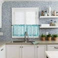 thumbnail image 6 of European Floral Kitchen Curtains and Valances Set, Rod Pocket Curtains Tier Farmhouse Window Curtains 36 Inch Length, Boho Blue Formal Traditional Tribal 3 Piece Kitchen Curtains Set, 6 of 6