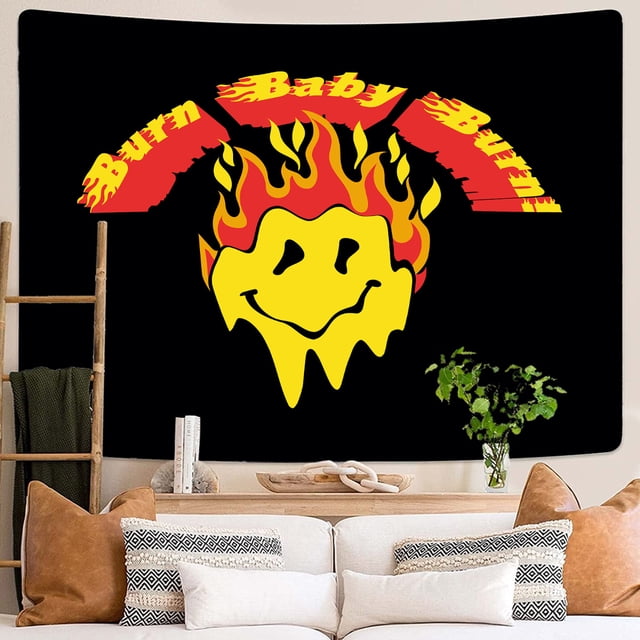 Tapestry Burn Baby Burn, diseño estético de pared, 150 x 130 cm, microtela
