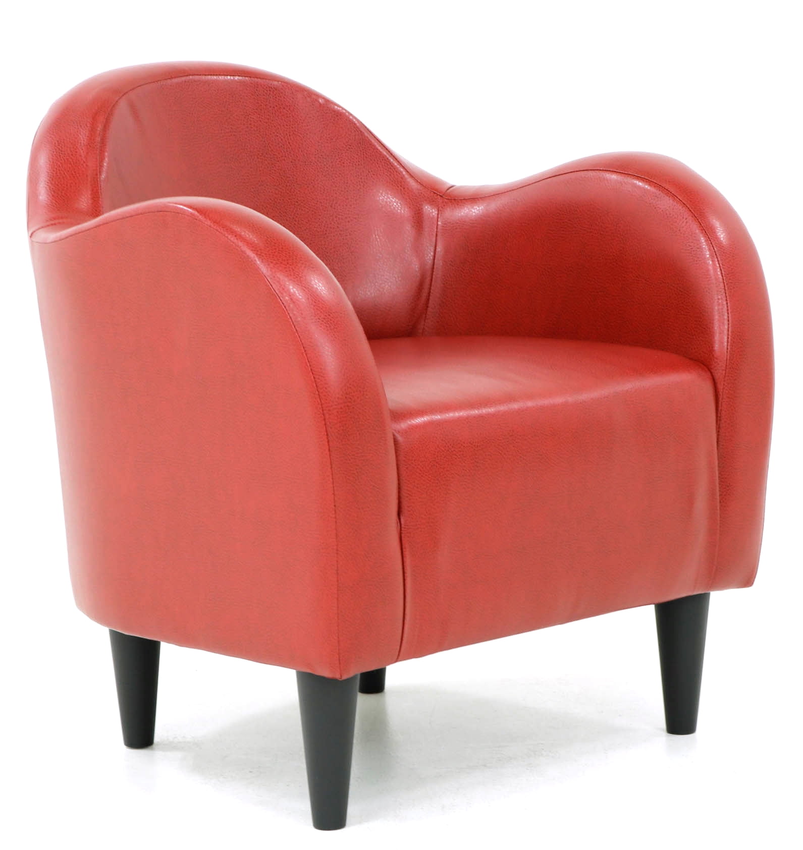 Fox Hill Trading Max Barrell Chair, Red Faux Leather