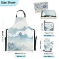 thumbnail image 3 of Distant Mountains in Cloud 5 Pcs Kitchen Set Heat Resistant Oven Mitts and Non-Slip Pot Holders with Adjustable Cooking Apron, 3 of 6