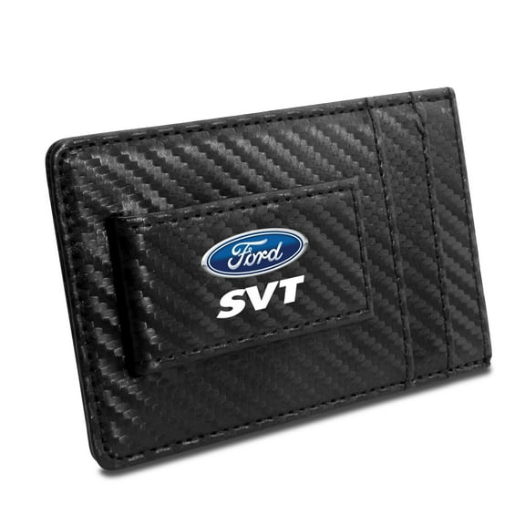 Ford SVT Black Carbon Fiber Leather Wallet RFID Block Card Case Money Clip