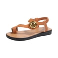 thumbnail image 2 of LTTVQM Women's Sandals Metal Accent Toe Loop Elastic Ankle Strap Low Wedge Casual 2026 Summer Shoes Light Brown 36(US-5.5), 2 of 5