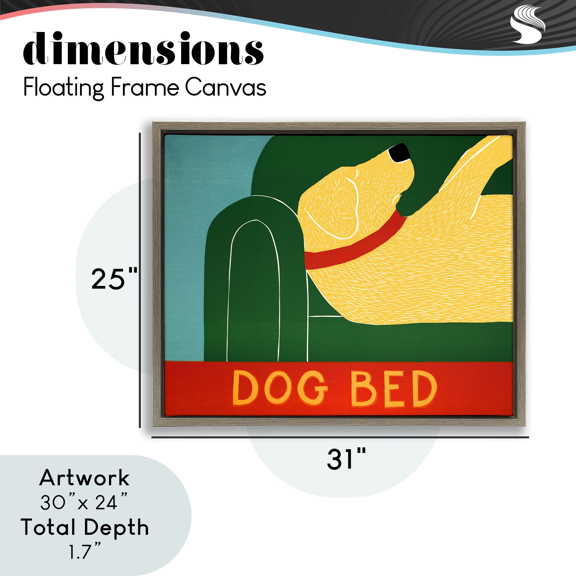 Dog Bed Labrador Brown Framed Floater Canvas Wall Art, design by Stephen Huneck