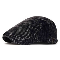 FAWUUDO Newsboy Cap for Men Cotton Mens Flat Hats Newsies Hat Classic Irish Ivy Cabbie Golf Hats Black
