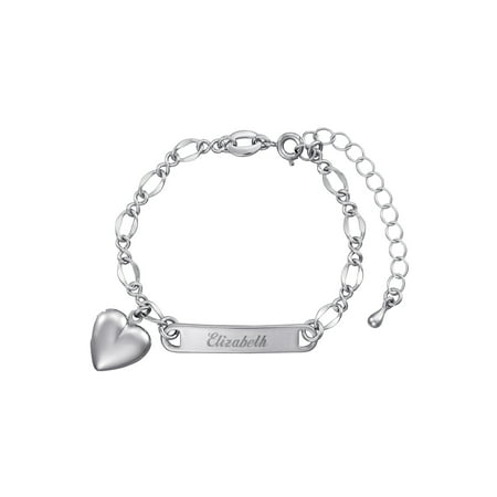Personalized Silver-Plated Girls' Heart Charm Bracelet
