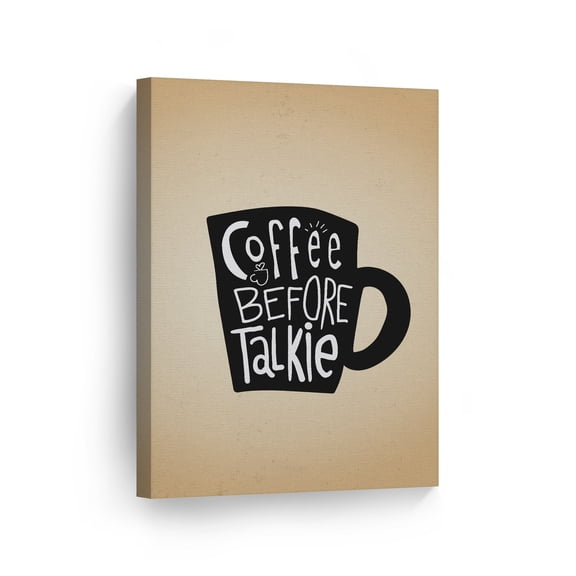 Smile Art Design Coffee Before Talkie Lettering on Black Mug Canvas Wall Art Print Coffee Sign Kitchen Decor Quote Inspirational Gift Farmhouse Decor Restaurant Office Coffee Shop Dining Room 40x30
