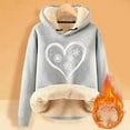 thumbnail image 4 of Christmas Heavyweight Hoodies for Women 2025 Long Sleeve Love Heart Snowflake Graphic Hooded Sweatshirt Pullover Tops, 4 of 5