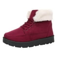 thumbnail image 4 of Pandaie Winter Snow Boots for Women Warm Cotton Fleece Lined Ankle Booties Lace up Slip on Outdoor Platform Walking Shoes Wine 9, 4 of 5