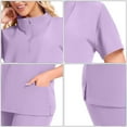 thumbnail image 3 of YTCAMLO Breathable Womens Baggy Scrub Sets Plus Size Zip Mock Neck Top Front Split Pants Nursing Uniform Medical Scrubs Workwear, 3 of 4