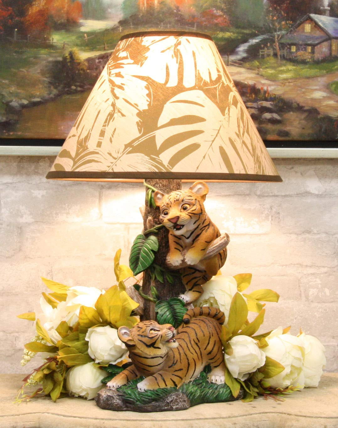 Ebros Tropical Jungle Frolic Climbing Bengal Tiger Cubs Desktop Table