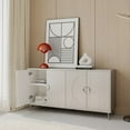 thumbnail image 4 of Lunale Modern Lacquered Wooden Sideboard Storage Cabinet, Buffet Server Cabinet for Living Room, Entryway, Distressed White, 4 of 6