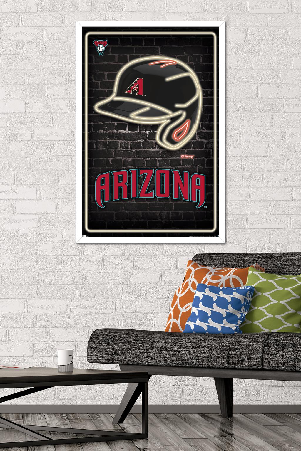 MLB Arizona Diamondbacks - Neon Helmet 23 Wall Poster, 22.375" x 34" Framed