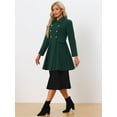 thumbnail image 3 of Unique Bargains Women's Double Breasted Trendy Outwear Swing Pea Coat M Green, 3 of 6