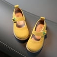 thumbnail image 3 of LoyisViDion Toddler Shoes Clearance Toddler Infant Kids Baby Girls Cute Shoes Solid Princess Soft Leather Shoes Sandals Yellow 18-24Months, 3 of 7
