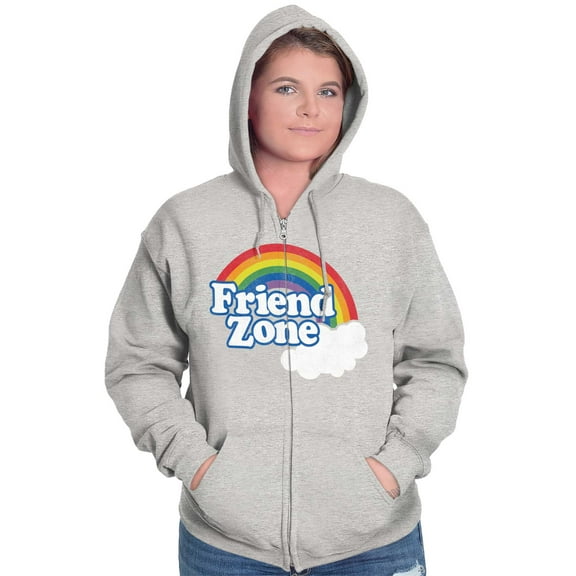 Friend Zone Funny LGBTQ Cute Rainbow Zip Hoodie Sweatshirt Women Brisco Brands M
