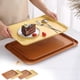 thumbnail image 2 of Plato de tamaño grande marrón 37.5*26.5cm y portavasos de imitación de madera, bandeja de imitación de madera, bandeja de taza, taza de té rectangular, bandeja de plástico para la cena, vaso de agua,, 2 of 5