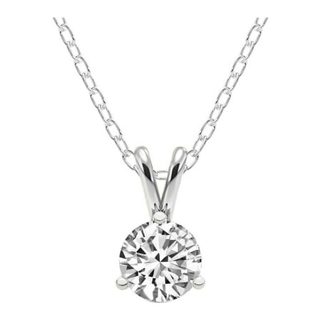 Lab Grown Diamond Pendant Necklace | IGI Certified 4 Carat 3 Prong Solitaire Diamond Pendant Necklace With Chain | F-G Color, VS1-VS2 Clarity | 14K White Gold | Friendly Diamonds