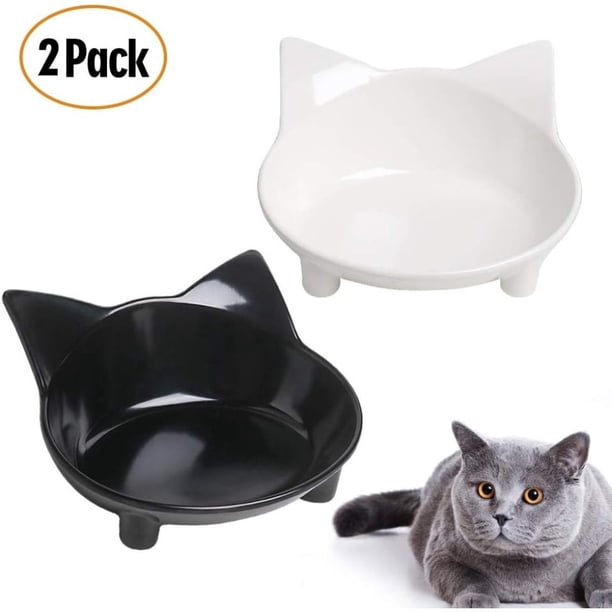 2 cuencos para gatos, cuencos antideslizantes para comida para gatos, cuenco para mascotas, cuenco de agua poco profundo para aliviar el estrés de la fatiga, cuenco para perros y gatos, cuen