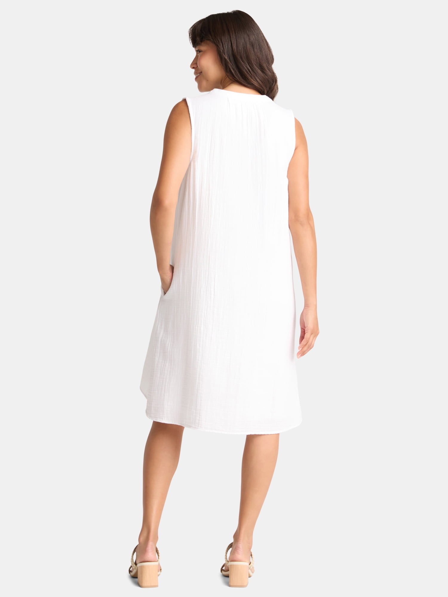 Time and Tru Women's Cotton Double Cloth Shift Dress, Sizes XS-XXXL